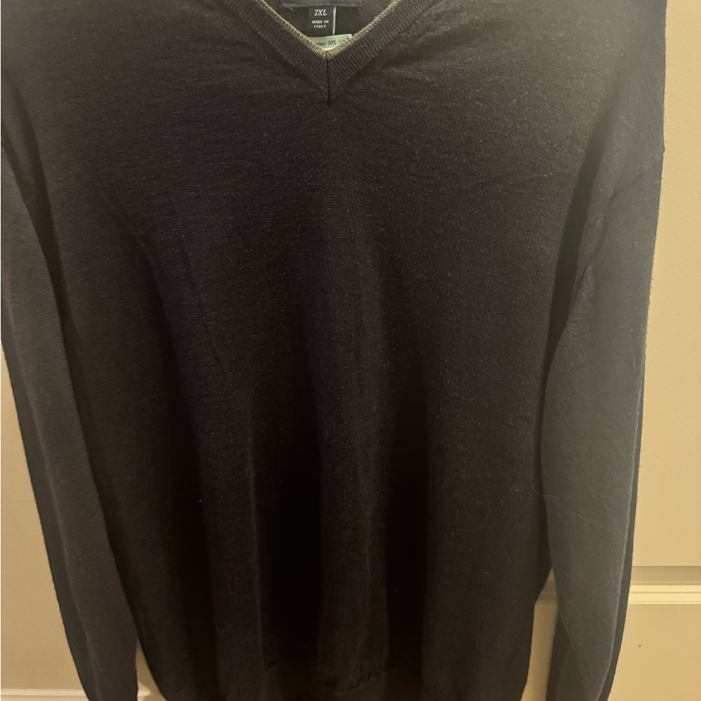 Peter Millar Navy Blue V-Neck Sweater